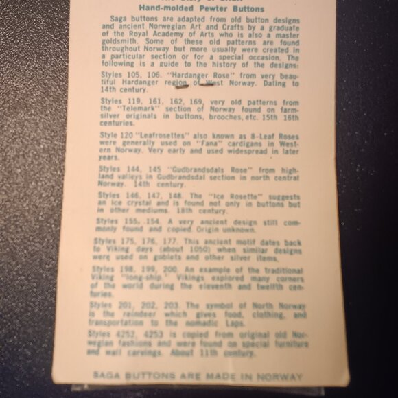 AUTHENTIC NORWEGIAN HAND-MOLDED PEWTER BUTTONS 8 Buttons Boat Design History Rar - Picture 3 of 3